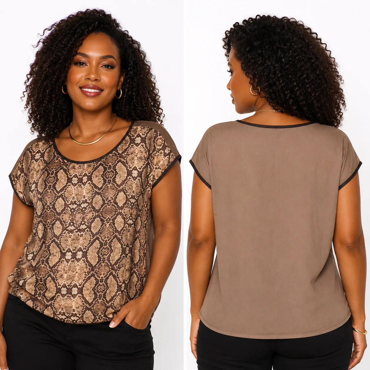 Blusa de Crepe C/Cetim