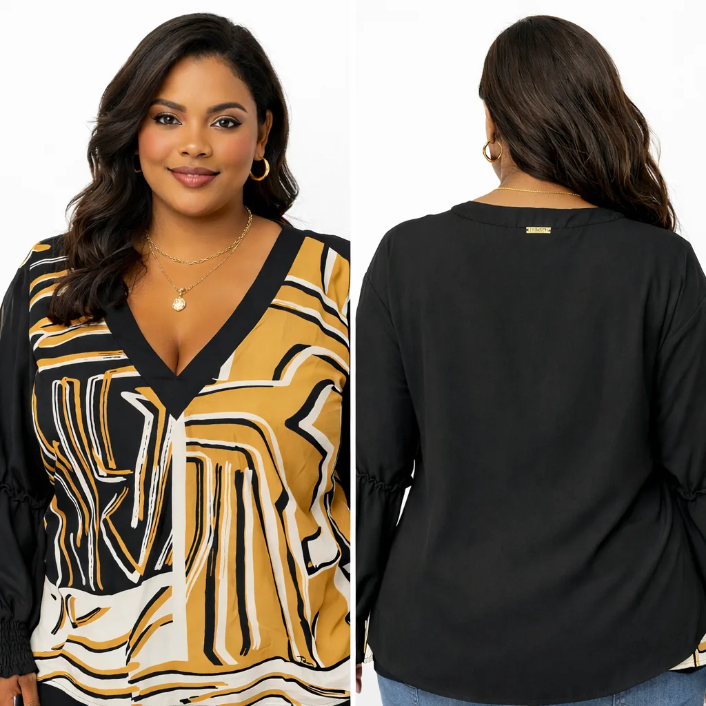 Blusa Manga Longa de Crepe