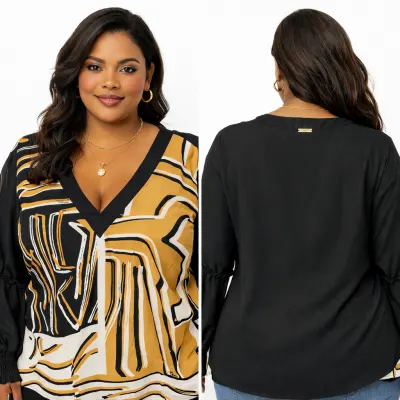 Blusa Manga Longa de Crepe