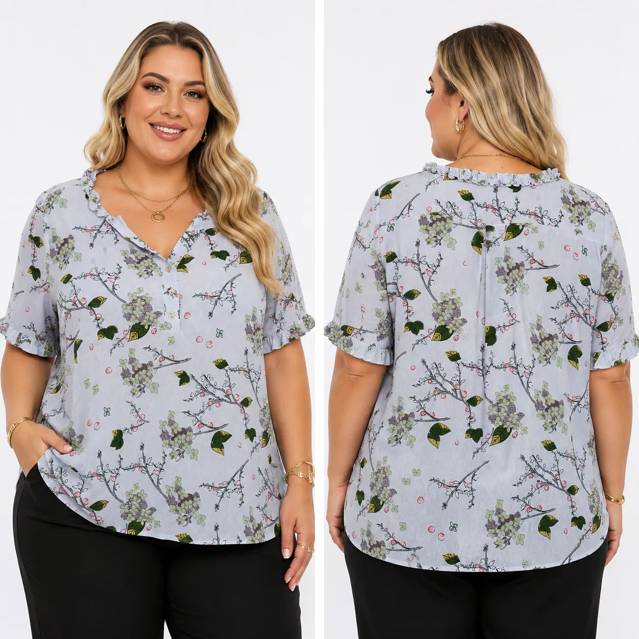 Blusa de Crepe C/babado