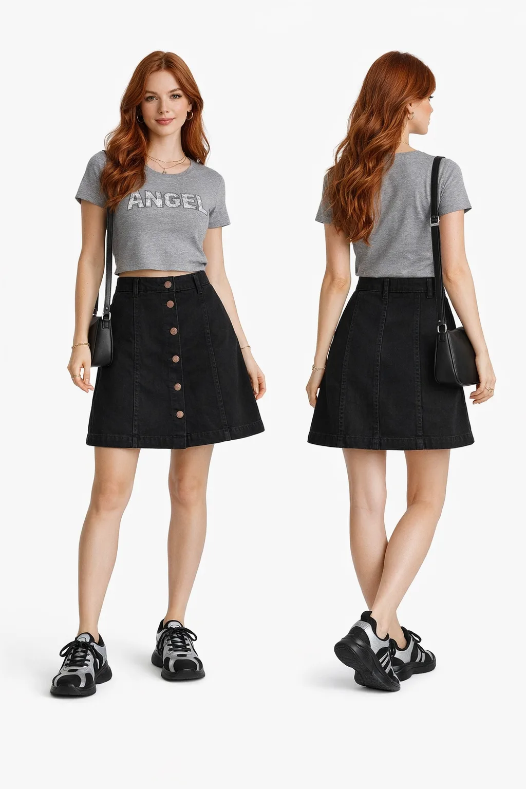 Saia Jeans Com Botões