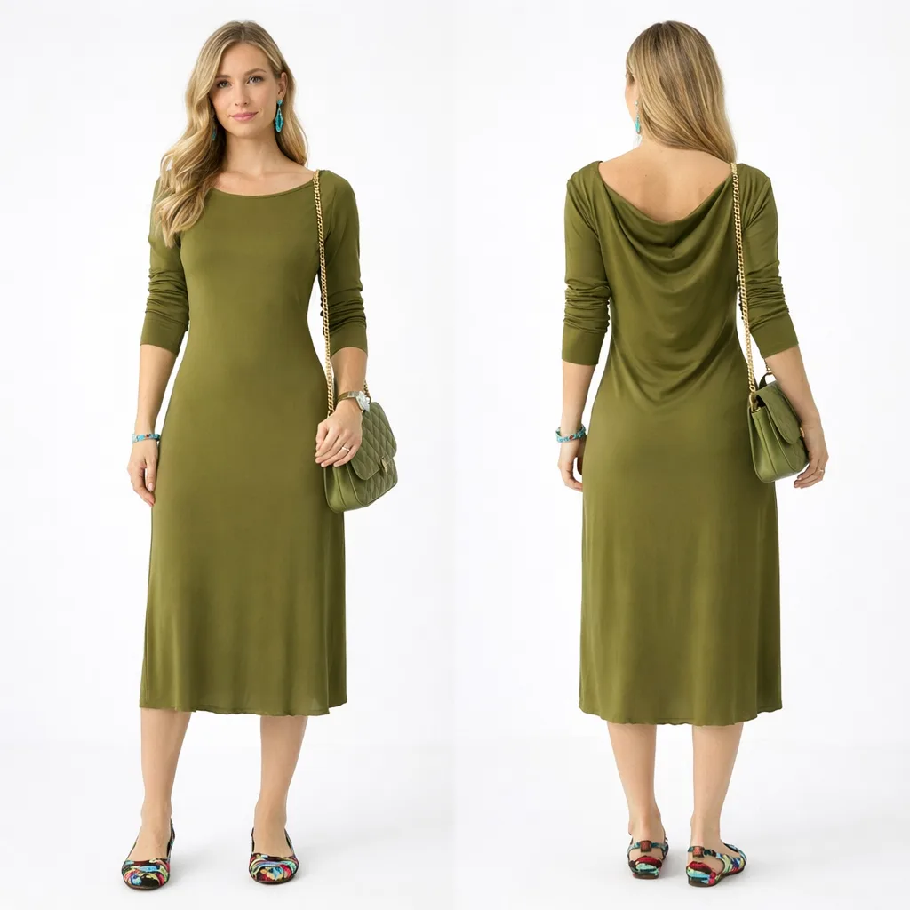 Vestido Meia Manga Poliamida