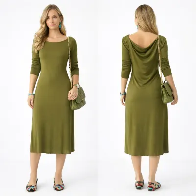 Vestido Meia Manga Poliamida