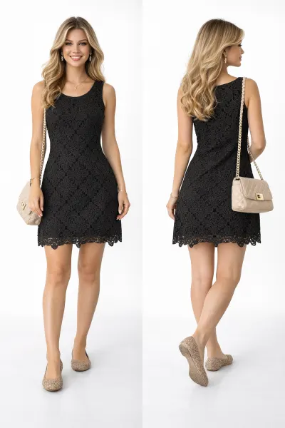 Vestido Com Renda Gripper