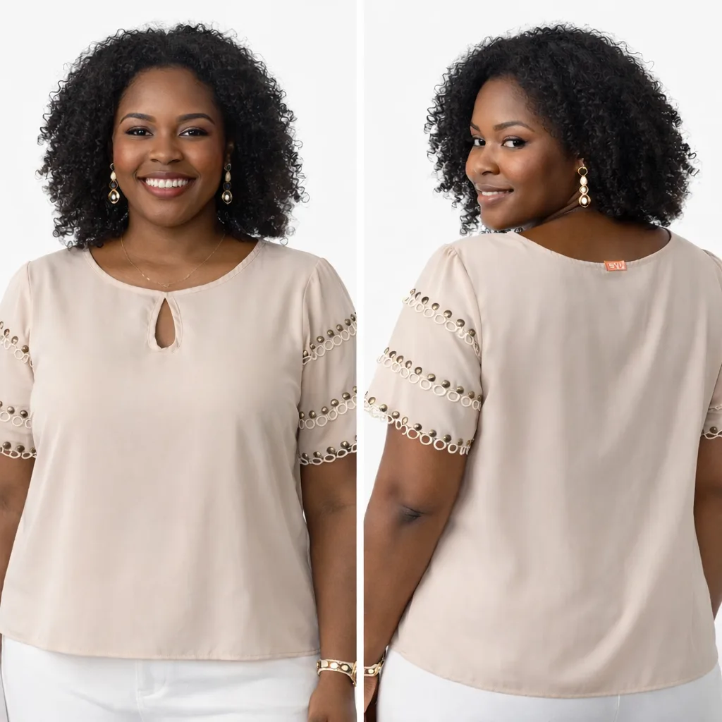 Blusa Crepe Com Aplique