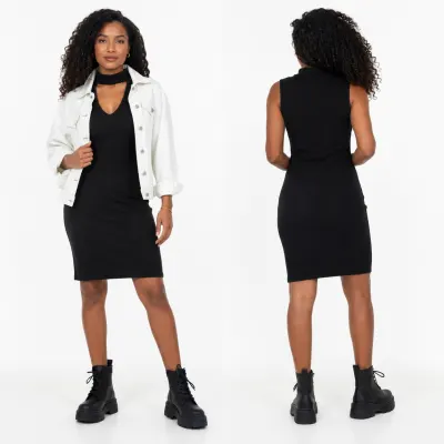 Vestido Canelado (B/90,C/86 e Q/90)
