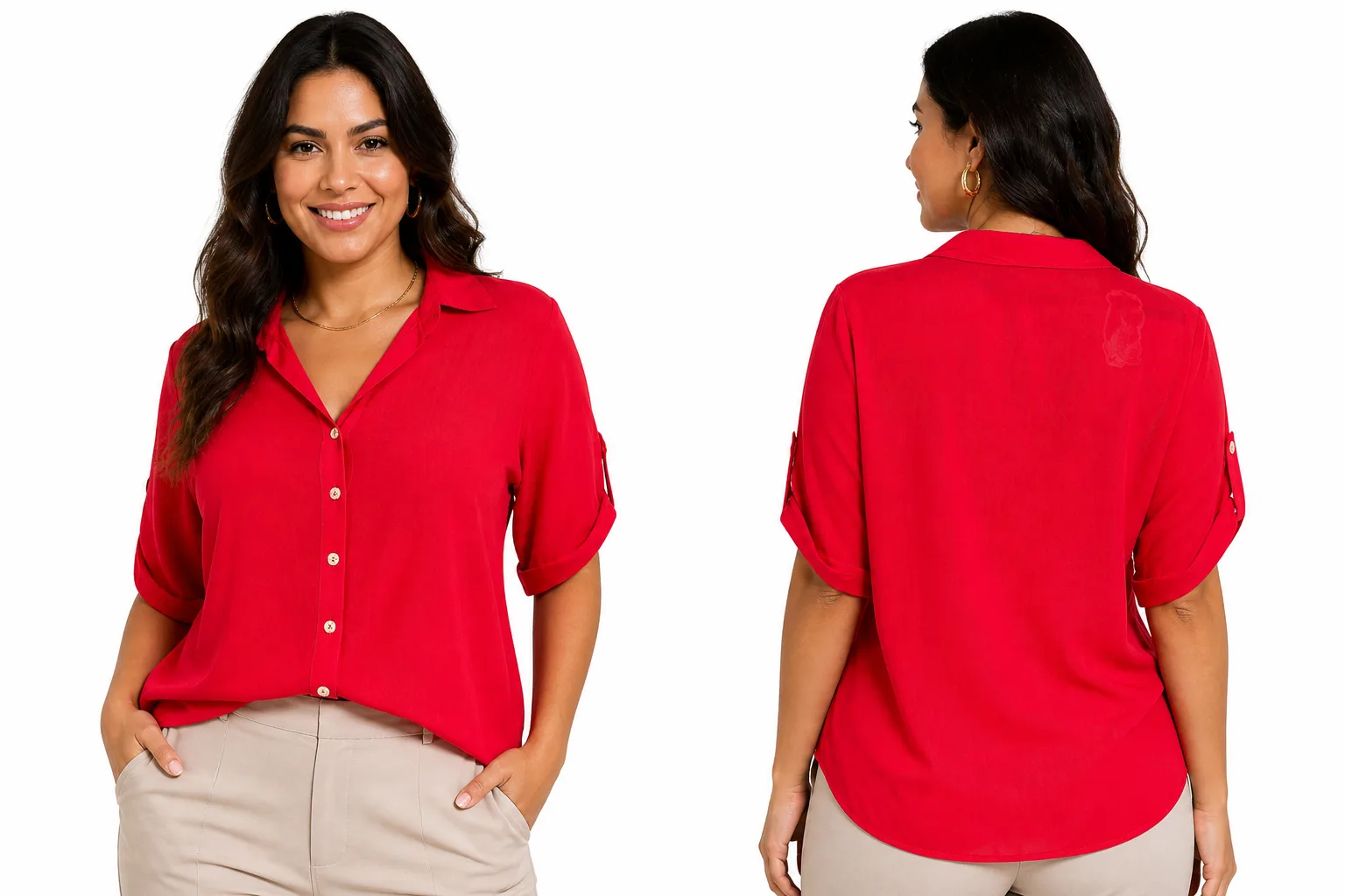 Camisa Manga Curta Crepe