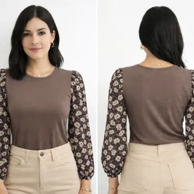 Blusa Malha Manga Tule